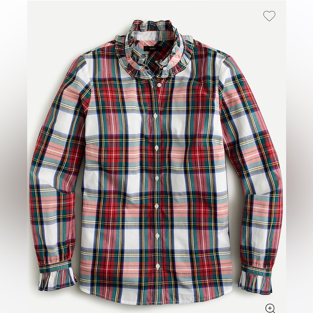 J Crew Ruffleneck classic-fit boy shirt in snowy Stewart tartan Size S NWT